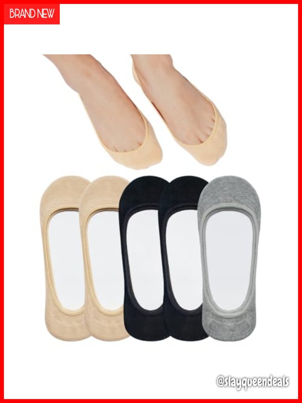 No Show Socks Non Slip Invisible Low Cut Liner Socks for Flats Heels